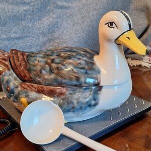 Ceramic Duck Tureen with Ladle